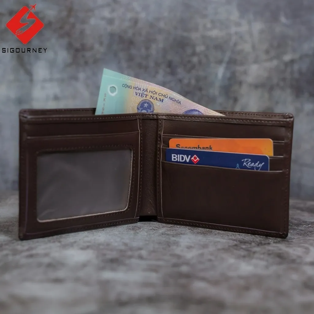 Ví Nam Da Bò Thật Cao Cấp Vi-01 Màu Nâu Đậm - Sigourney