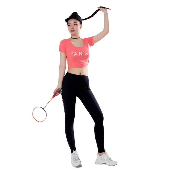 Alternative view of Bộ Tập Thể Thao Nữ Quần Dài Áo Croptop Có Tay Dd303 Màu Cam - Ansa Sport