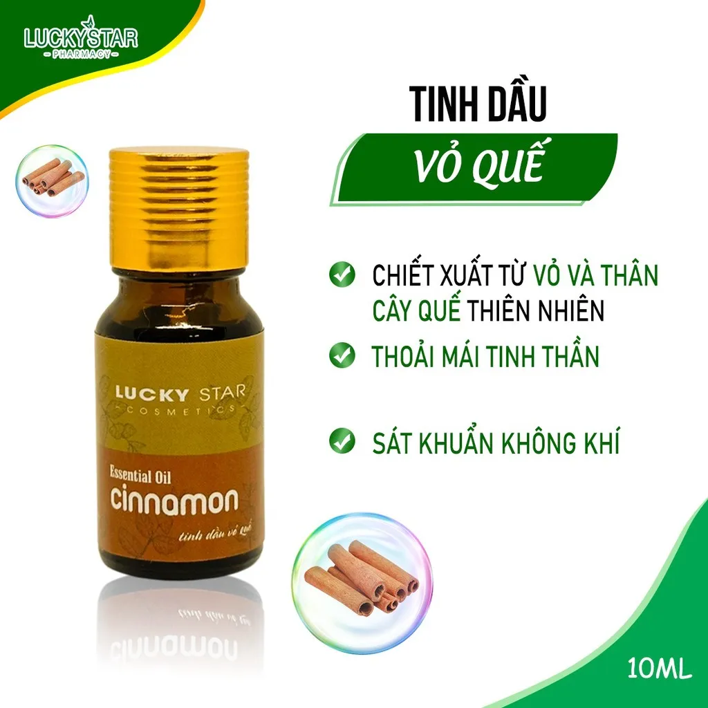Tinh Dầu Vỏ Quế 10ml (tặng Túi Treo) - Lucky Star