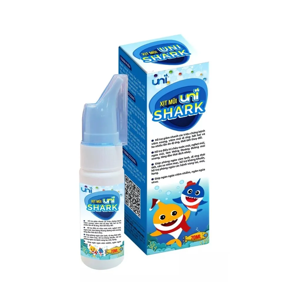 Xịt Mũi Uni Shark Giảm Sổ Mũi Ngăn Ngừa Viêm Xoang 70ml - Uni Pharma
