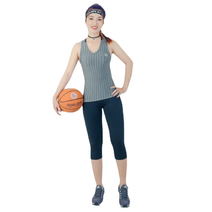 Áo Sát Nách Thể Thao Nữ Ar604 Màu Xám Sọc Đen - Ansa Sport