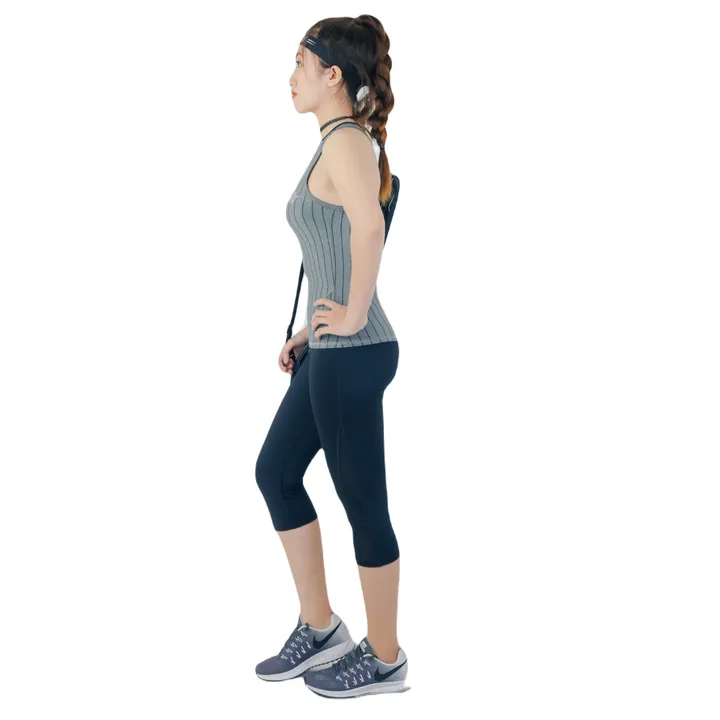 Alternative view of Áo Sát Nách Thể Thao Nữ Ar604 Màu Xám Sọc Đen - Ansa Sport