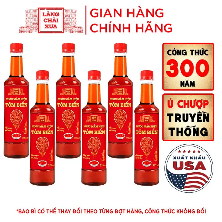 [thùng 6 Chai] Nước Mắm Tôm Biển Hồng Ngọc Đại Dương 525ml - Làng Chài Xưa