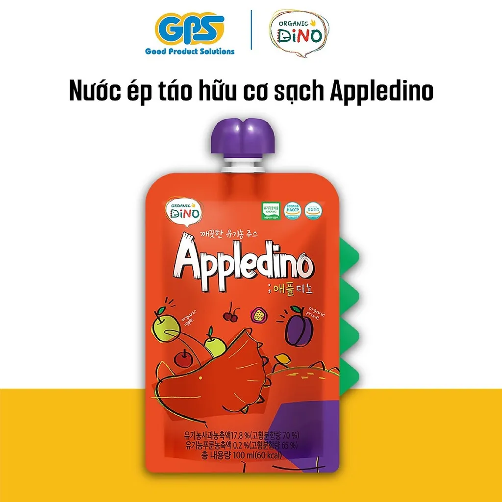 Nước Ép Trái Cây Hữu Cơ Sạch Appledino 100ml - Organic Dino