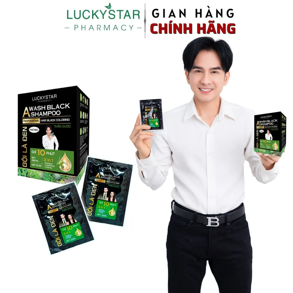 Alternative view of Gội Là Đen Cao Cấp (hộp 10 Gói) - Lucky Star