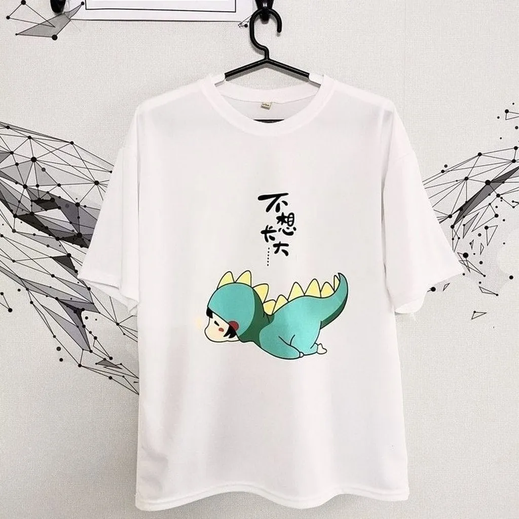 Áo Thun Cotton Unisex Siêu Hot Tay Lỡ Dáng Rộng Khủng Long Mini - Lt Fashion
