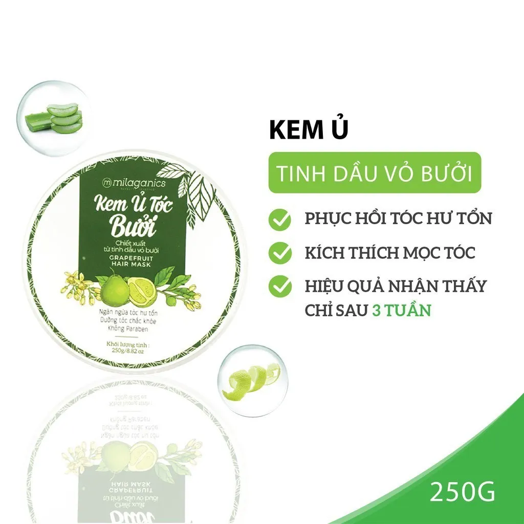 Alternative view of Kem Ủ Tóc Bưởi Phục Hồi Tóc Hư Tổn, Kích Thích Mọc Tóc Từ Tinh Dầu Bưởi Nguyên Chất 250g - Milaganics