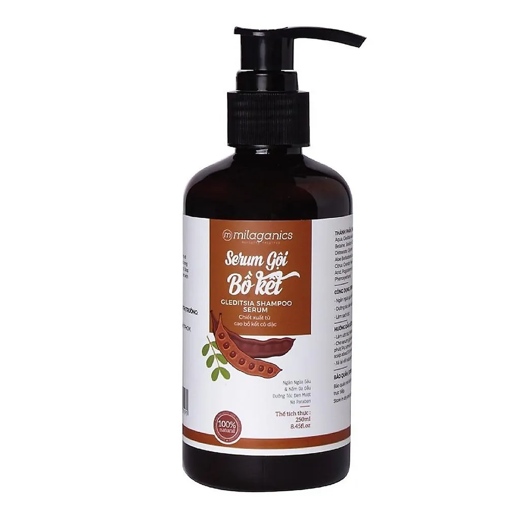 Serum Gội Bồ Kết, Chiết Xuất Bồ Kết Cô Đặc Cho Mái Tóc Đen Óng Mượt Tự Nhiên 250ml - Milaganics