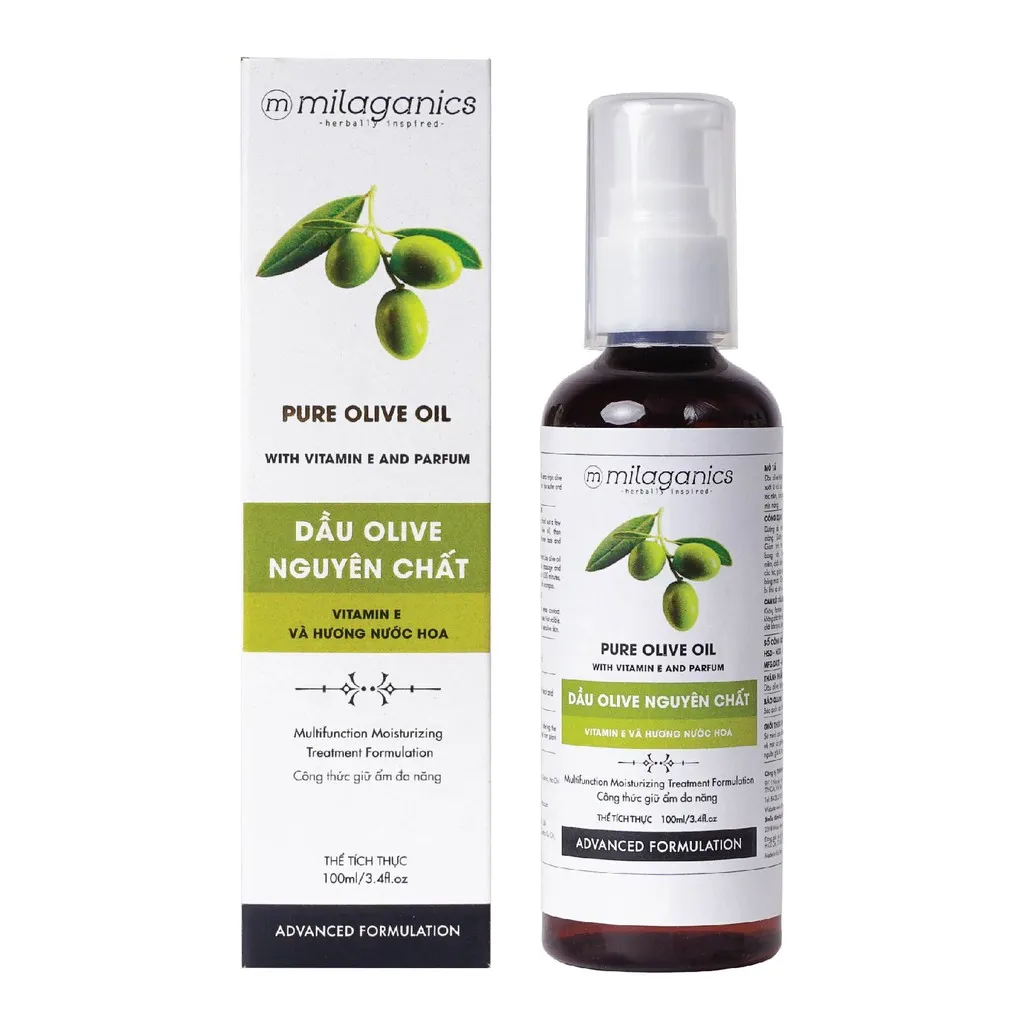 Dầu Oliu Extra Virgin Nguyên Chất Làm Đẹp Dưỡng Da, Dưỡng Tóc, Dưỡng Môi - Milaganics
