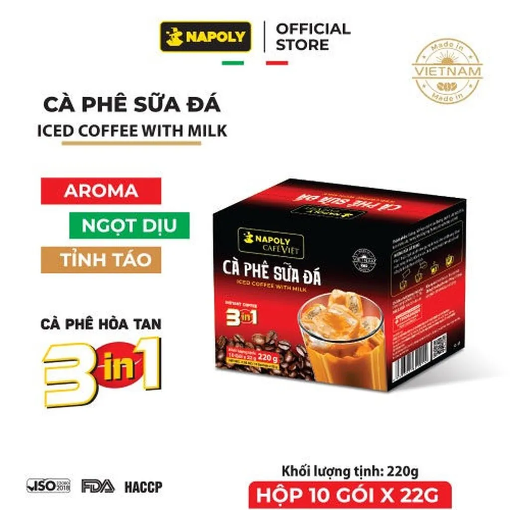 [hộp] Cà Phê Sữa Đá 3in1 - Napoli Coffee - 10 Gói/hộp
