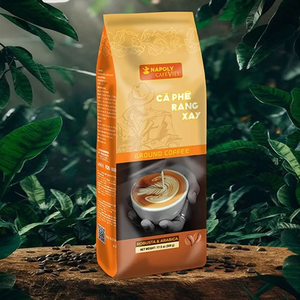 Alternative view of Cà Phê Rang Xay Napoly Coffee Robusta & Arabica Nguyên Chất, Rang Mộc, Đắng Dịu, Thơm Nồng Dành Cho Pha Phin - Túi 500g