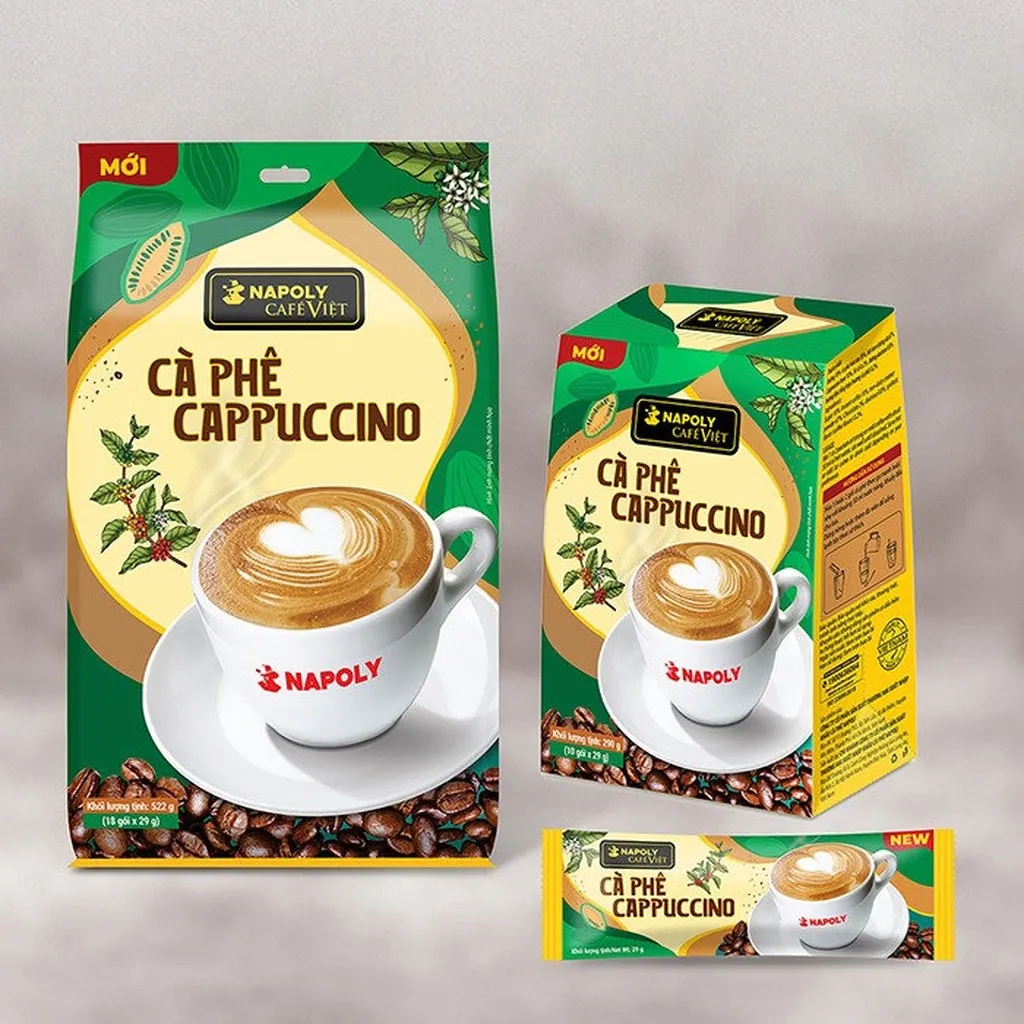 [hộp] Cà Phê Hòa Tan Cappuccino- Napoly Coffee - 5 Gói/hộp