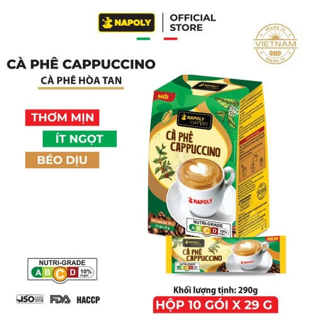 Alternative view of [hộp] Cà Phê Hòa Tan Cappuccino- Napoly Coffee - 5 Gói/hộp