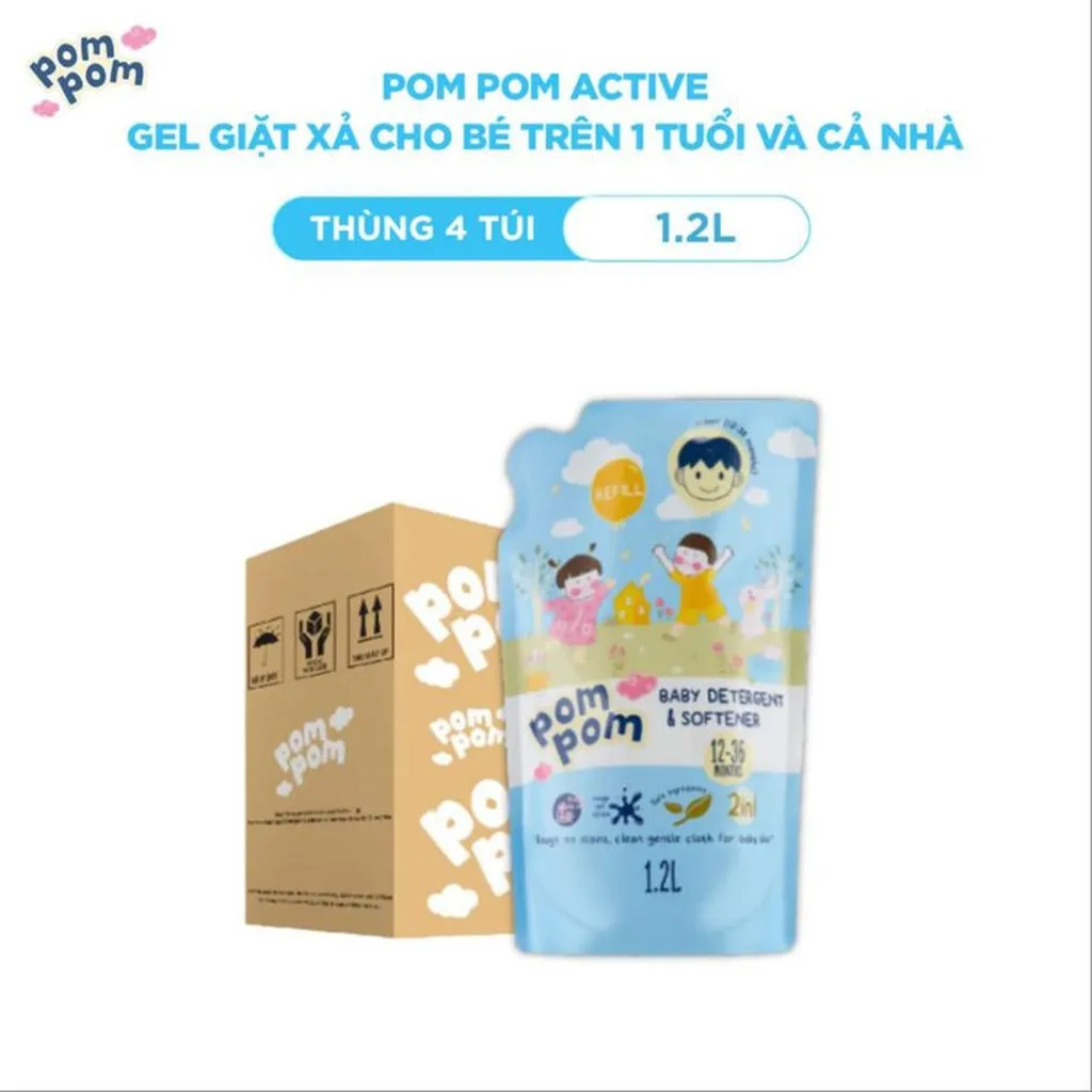 [thùng 4 Túi 1.2l] - Dành Cho Cả Nhà - Gel Giặt Xả 2in1"lành" - Sạch Sâu Vết Bẩn - Dưỡng Mới Vải - Lưu Hương Tích Hợp Kháng Khuẩn An Toàn Cho Đồ Lót