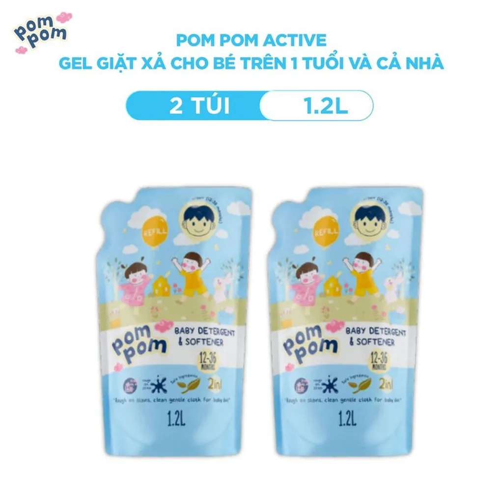 [combo Túi 1.2l] - Dành Cho Cả Nhà - Gel Giặt Xả 2in1"lành" - Sạch Sâu Vết Bẩn - Dưỡng Mới Vải - Lưu Hương Tích Hợp Kháng Khuẩn An Toàn Cho Đồ Lót