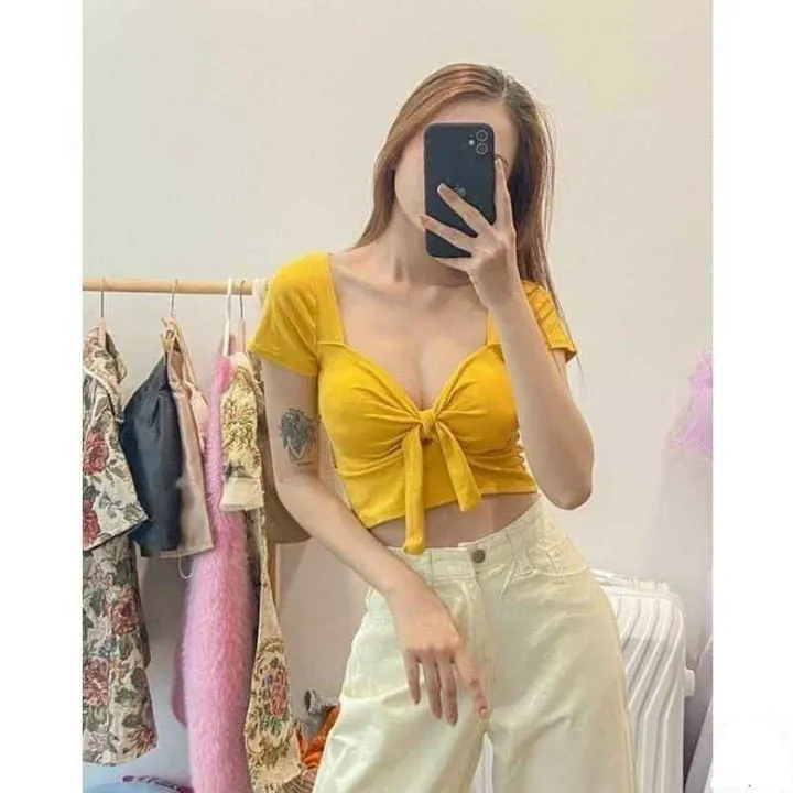 Alternative view of Áo Croptop Thun Borip Thắt Nơ Có Mút Ngực - Lê Phương Boutique