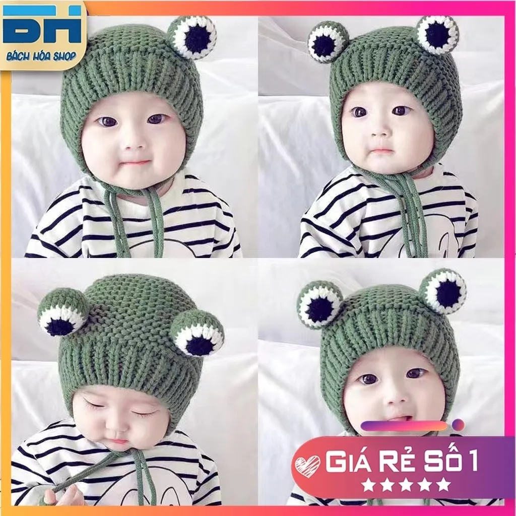Mũ Len Dệt Kim Hình Ếch Con Xinh Xắn (dành Cho Bé Từ 6 - 36 Tháng Tuổi) - Bách Hóa Shop