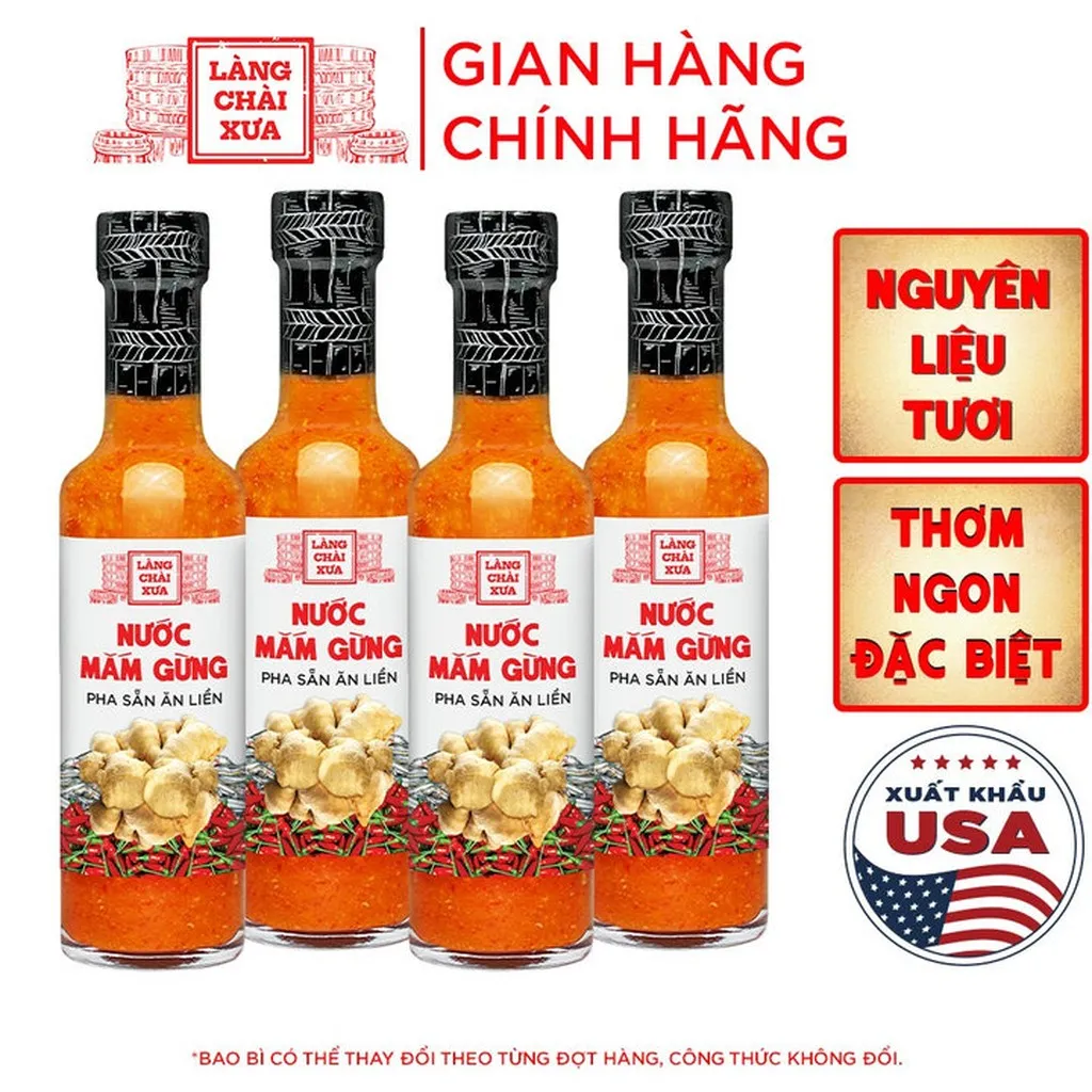 [combo 4 Chai] Nước Mắm Gừng Tỏi Ớt 300g - Làng Chài Xưa