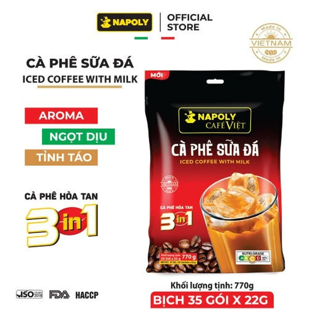 [bịch] Cà Phê Sữa Đá 3in1 - Napoli Coffee - 35 Gói/bịch