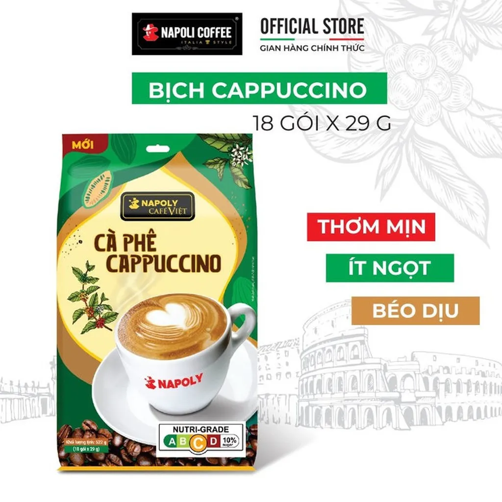 Alternative view of [bịch] Cà Phê Hòa Tan Cappuccino 1 - Napoly Coffee - 18 Gói/bịch