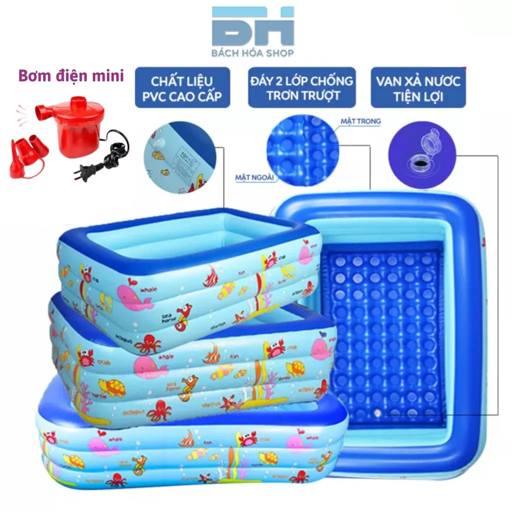 Bể Bơi Cho Bé Có Đáy Chống Trơn Trượt, Gấp Gọn Dễ Dàng - Bách Hóa Shop