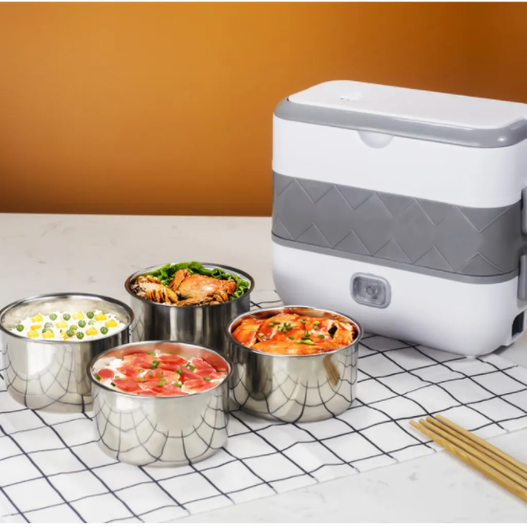 Hộp Cơm Cắm Điện Nấu Chín Và Hâm Nóng, 4 Lõi Inox Sang Trọng - Hongshuangxi
