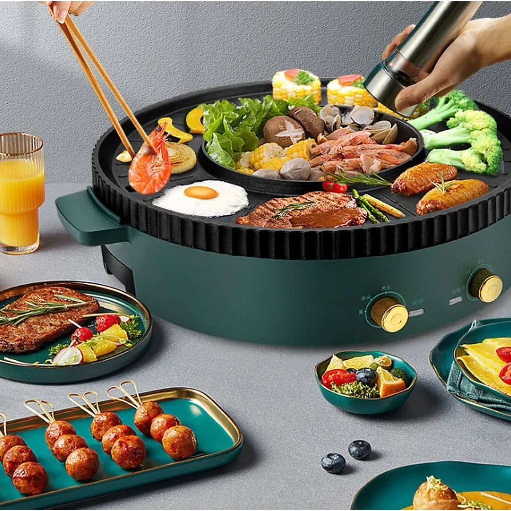 Alternative view of Bếp Lẩu Nướng Hình Tròn 2 Trong 1, 2 Nguồn Điện, Công Suất 2200w - Hongshuangxi