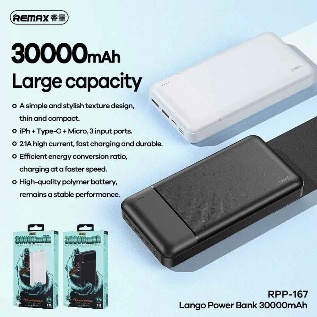 Pin Sạc Dự Phòng Rpp-167 30000mah (giao Màu Ngẫu Nhiên) - Remax