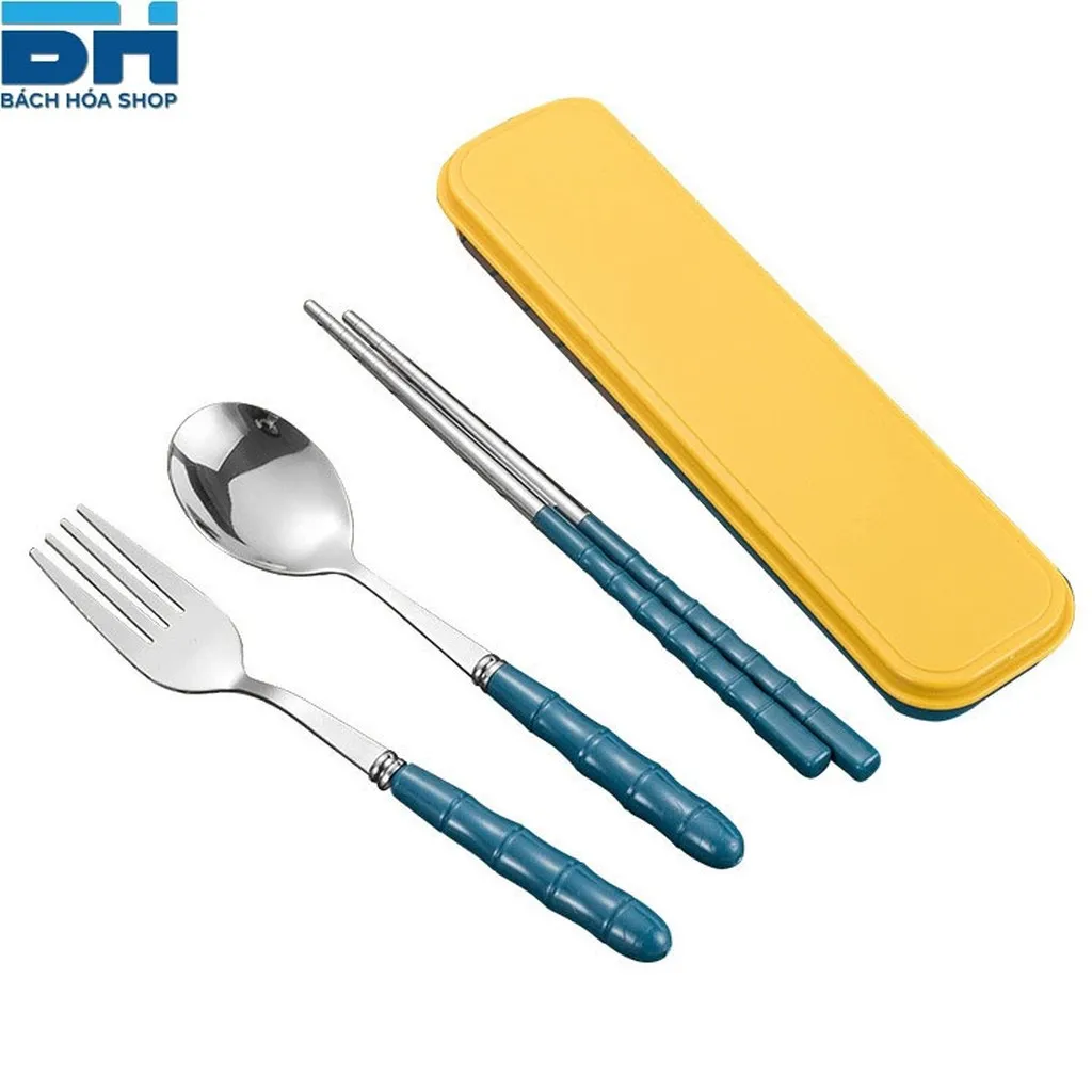 Alternative view of Bộ 3 Món Thìa Đũa Dĩa Inox 304 Không Gỉ, Cán Dài Cao Cấp Sang Chảnh (giao Màu Ngẫu Nhiên) - Bách Hóa Shop