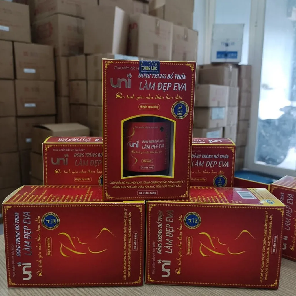 Alternative view of Viên Uống Nội Tiết Tố Đông Trùng Bổ Thận Nữ Hỗ Trợ Giảm Khí Hư Phụ Nữ Làm Đẹp Eva - Uni Pharma