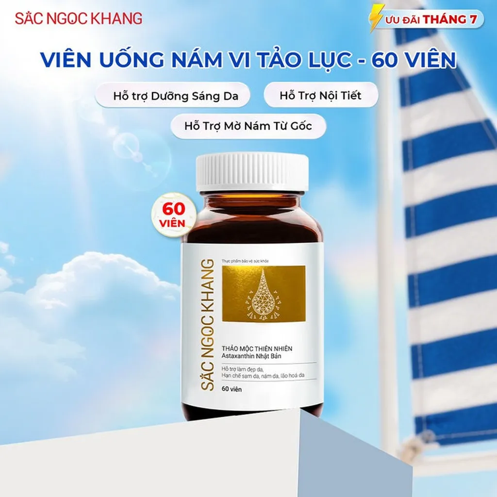 Sắc Ngọc Khang Vi Tảo Lục 60 Viên - Làm Đẹp Da, Chống Lão Hoá, Mờ Nám Sạm