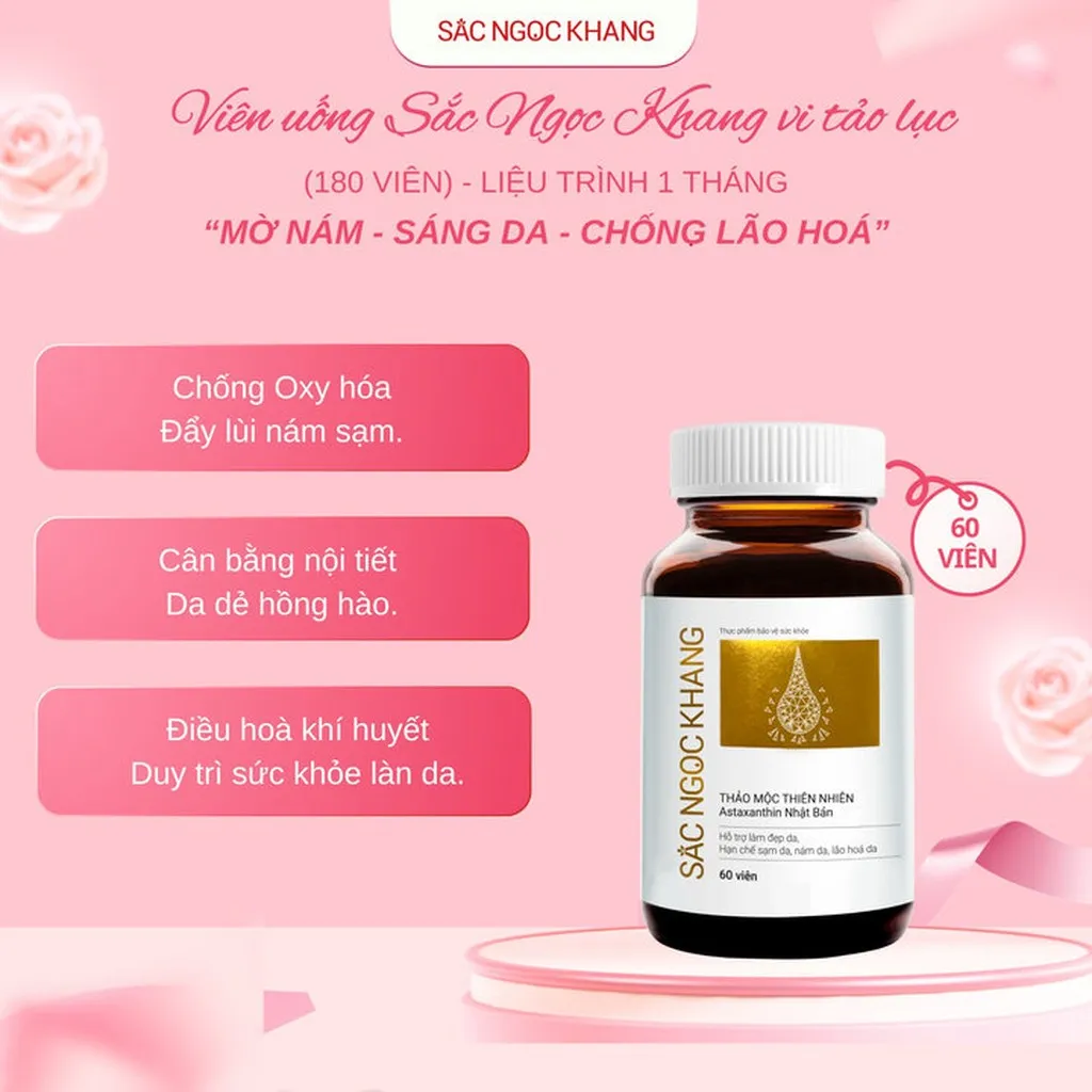 Alternative view of Sắc Ngọc Khang Vi Tảo Lục 60 Viên - Làm Đẹp Da, Chống Lão Hoá, Mờ Nám Sạm