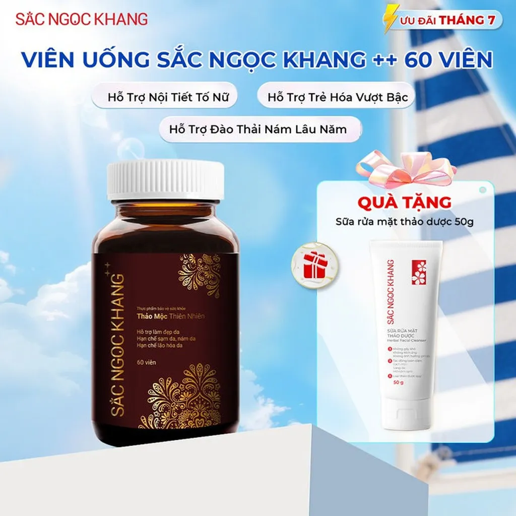Viên Uống Sắc Ngọc Khang++ 60 Viên - Đẹp Da, Chống Lão Hoá, Mờ Nám Sạm