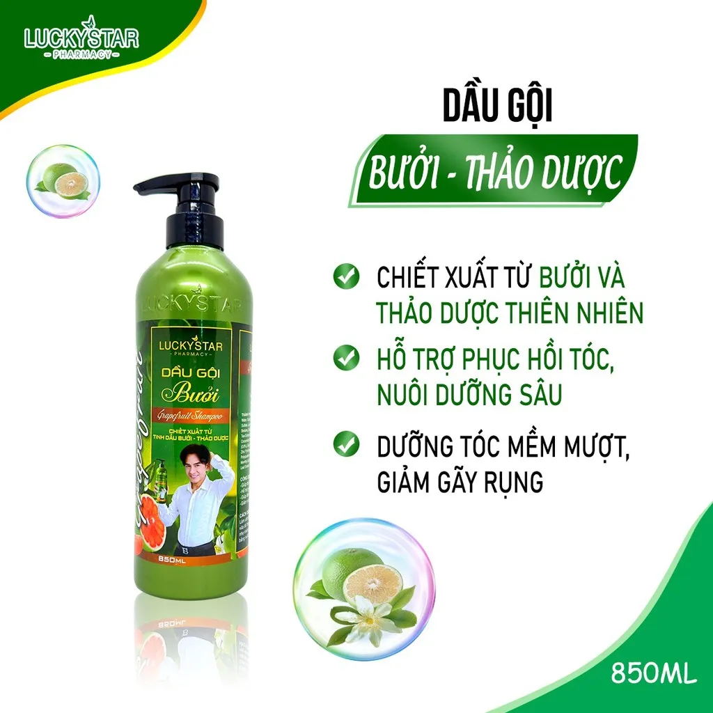 Dầu Gội Tinh Dầu Bưởi Cao Cấp 850ml - Lucky Star