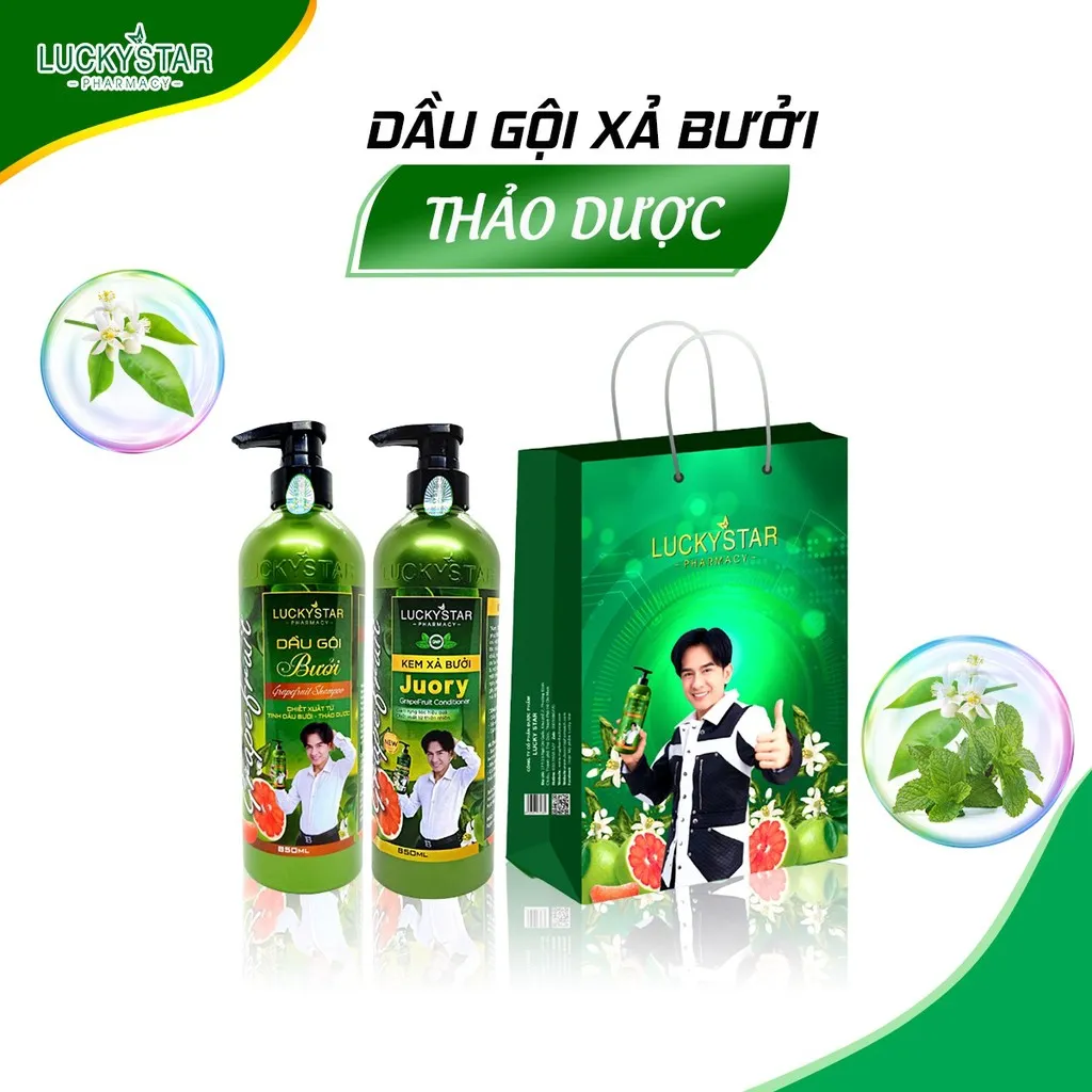 Combo Gội Xả Bưởi Cao Cấp 850ml - Lucky Star