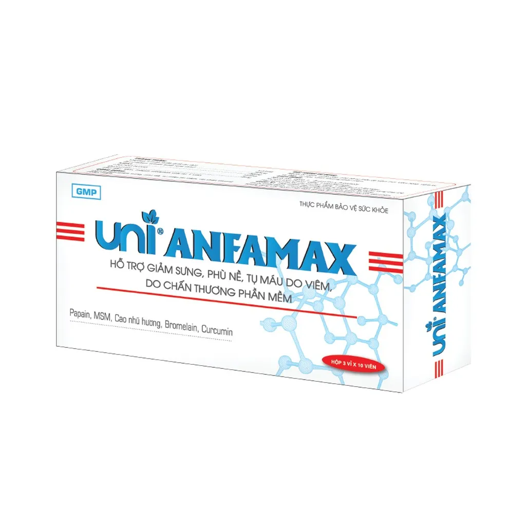 Viên Uống Hỗ Trợ Làm Giảm Sưng, Phù Nề, Tụ Máu Do Viêm, Do Chấn Thương Phần Mềm Anfamax - Unipharma