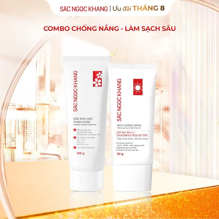 Combo Kem Chống Nắng Sa Mạc + Sữa Rửa Mặt Thảo Dược 100g - Sắc Ngọc Khang