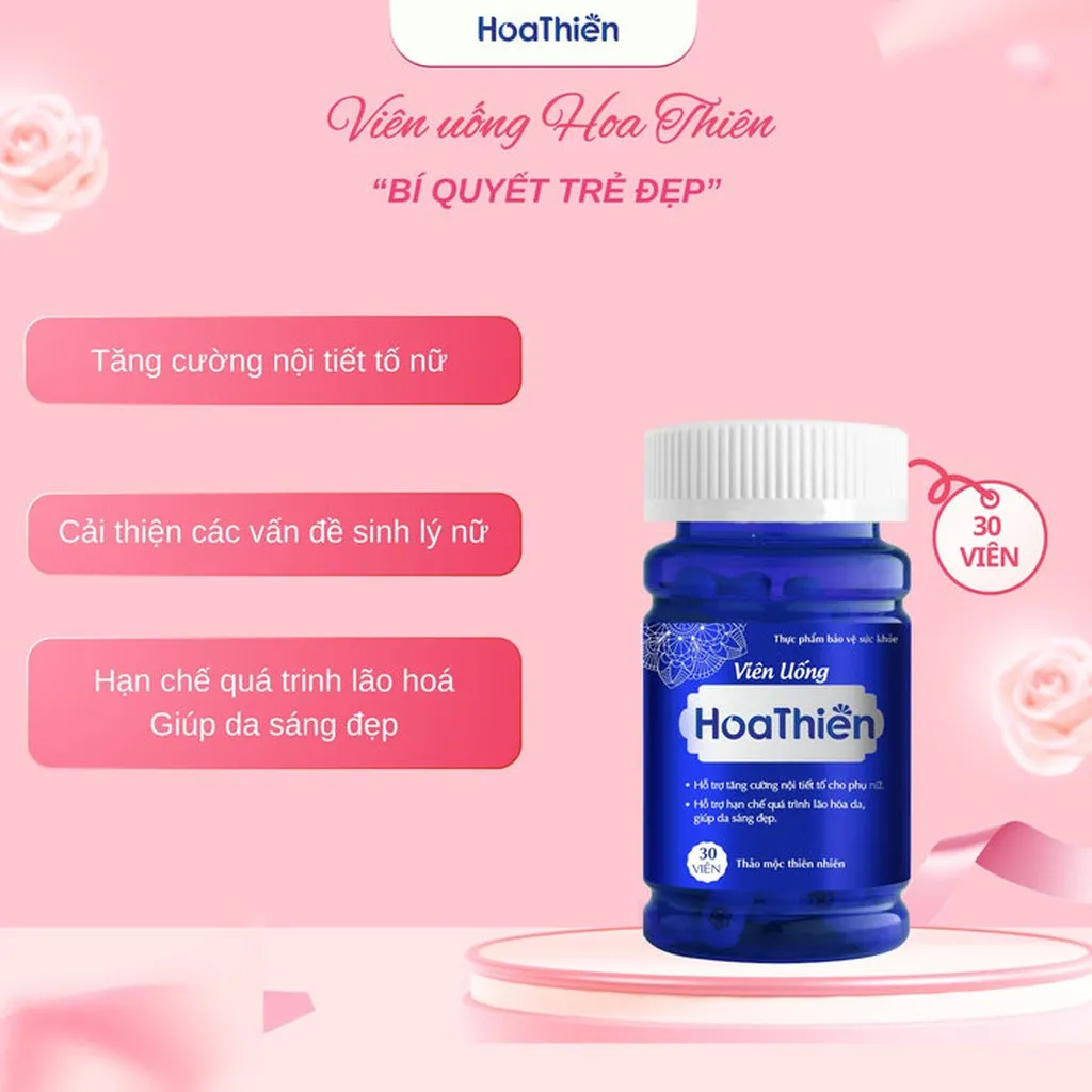 Alternative view of Viên Uống Hoa Thiên - Giúp Tăng Cường Nội Tiết Tố Nữ & Dưỡng Đẹp Da - Hoa Thiên