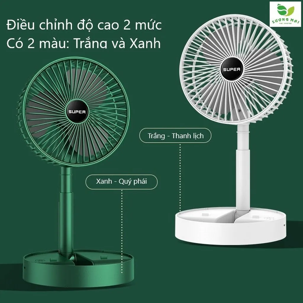 Quạt Mini Sạc Usb Gấp Gọn Và Điều Chỉnh Độ Cao Tiện Lợi - Sương Mai