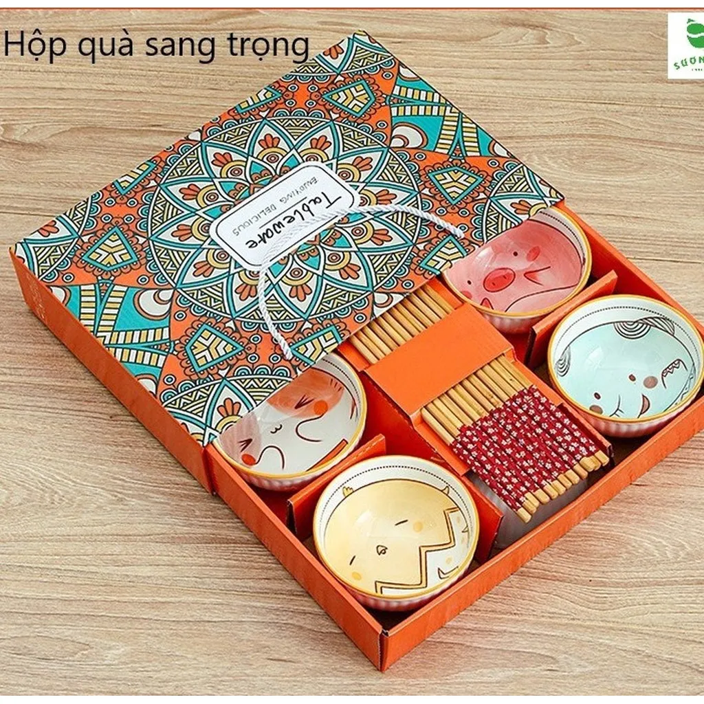 Alternative view of Bộ 6 Bát Ăn Bằng Gốm Và 6 Đôi Đũa Bằng Gỗ - Sương Mai