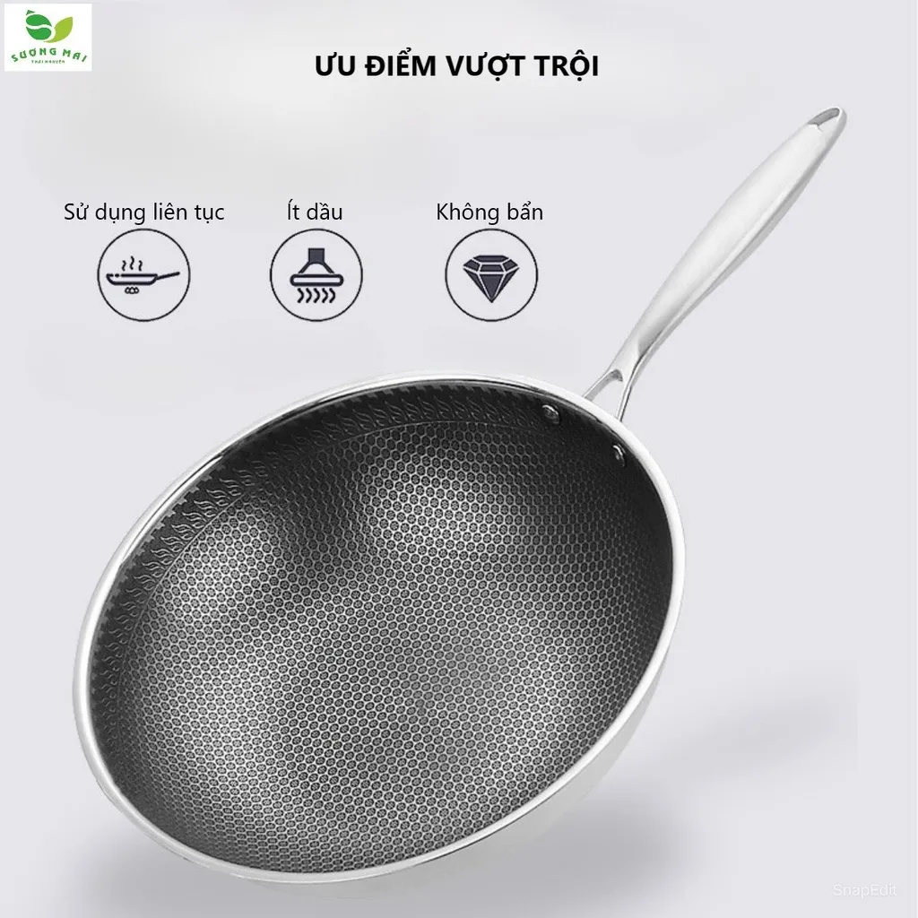 Chảo Chống Dính Kim Cương 32cm 3 Lớp Inox 304 - Sương Mai