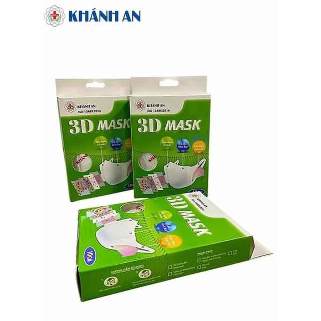 [hộp] Khẩu Trang Y Tế Kháng Khuẩn 4 Lớp Người Lớn 3d Mask - Khánh An - Hộp 10 Cái