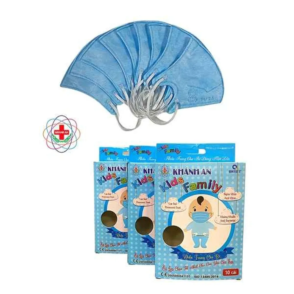 [hộp] Khẩu Trang Y Tế Kháng Khuẩn 4 Lớp Cho Bé Kids Family - Khánh An - Hộp 10 Cái