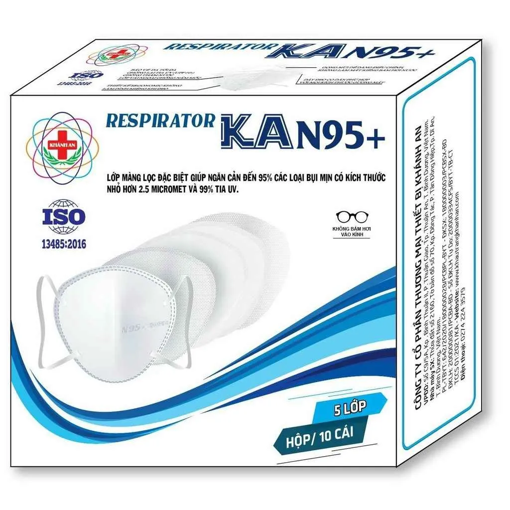 [hộp] Khẩu Trang Kháng Khuẩn Cao Cấp Kan95 - Khánh An - Hộp 10 Cái