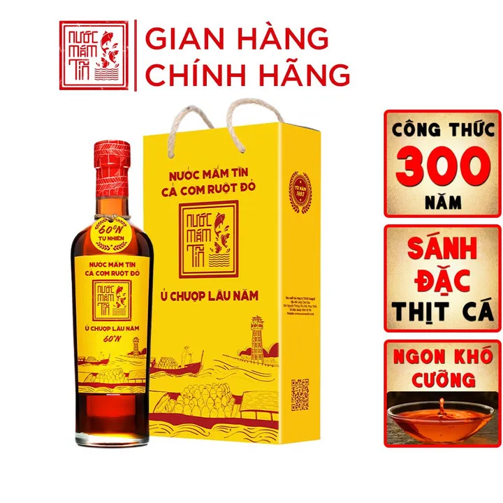 01 Chai Nước Mắm Tĩn Cá Cơm Ruột Đỏ Độ Đạm 60n Chai Thủy Tinh 500ml - Nước Mắm Tĩn