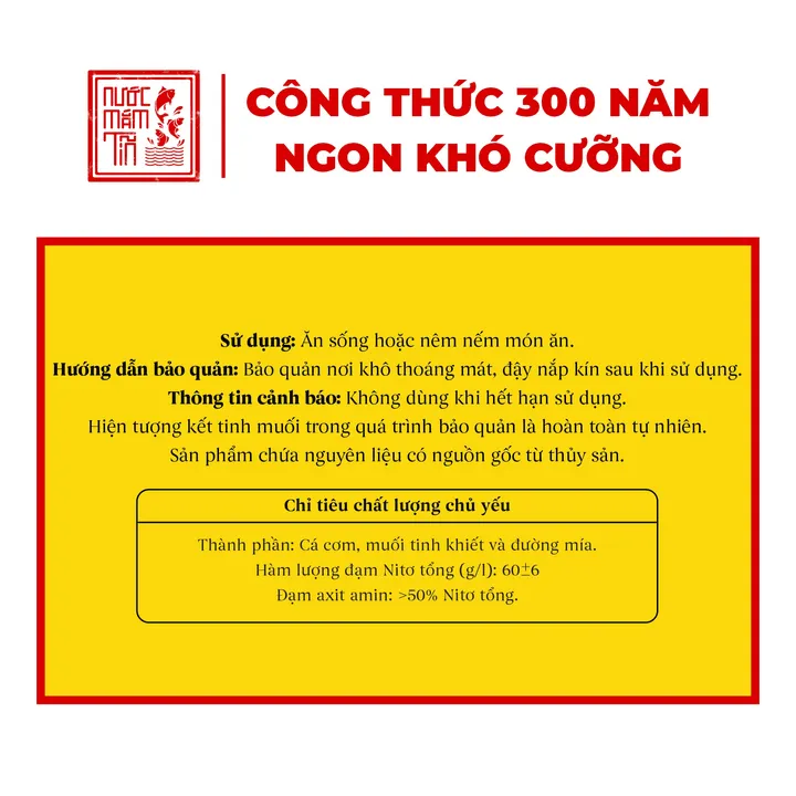 Alternative view of 01 Chai Nước Mắm Tĩn Cá Cơm Ruột Đỏ Độ Đạm 60n Chai Thủy Tinh 500ml - Nước Mắm Tĩn