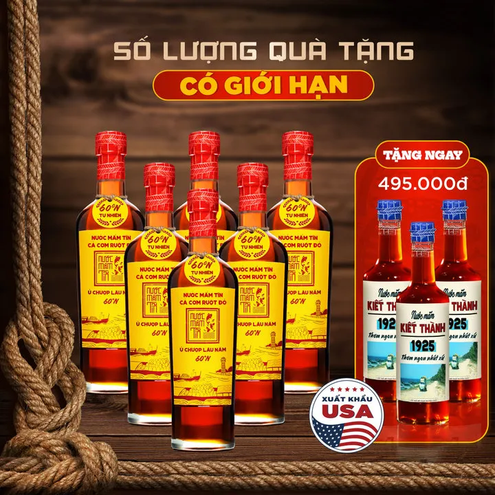 Thùng 6 Chai Nước Mắm Tĩn Cá Cơm Ruột Đỏ Độ Đạm 60n Chai Thủy Tinh 500ml - Nước Mắm Tĩn