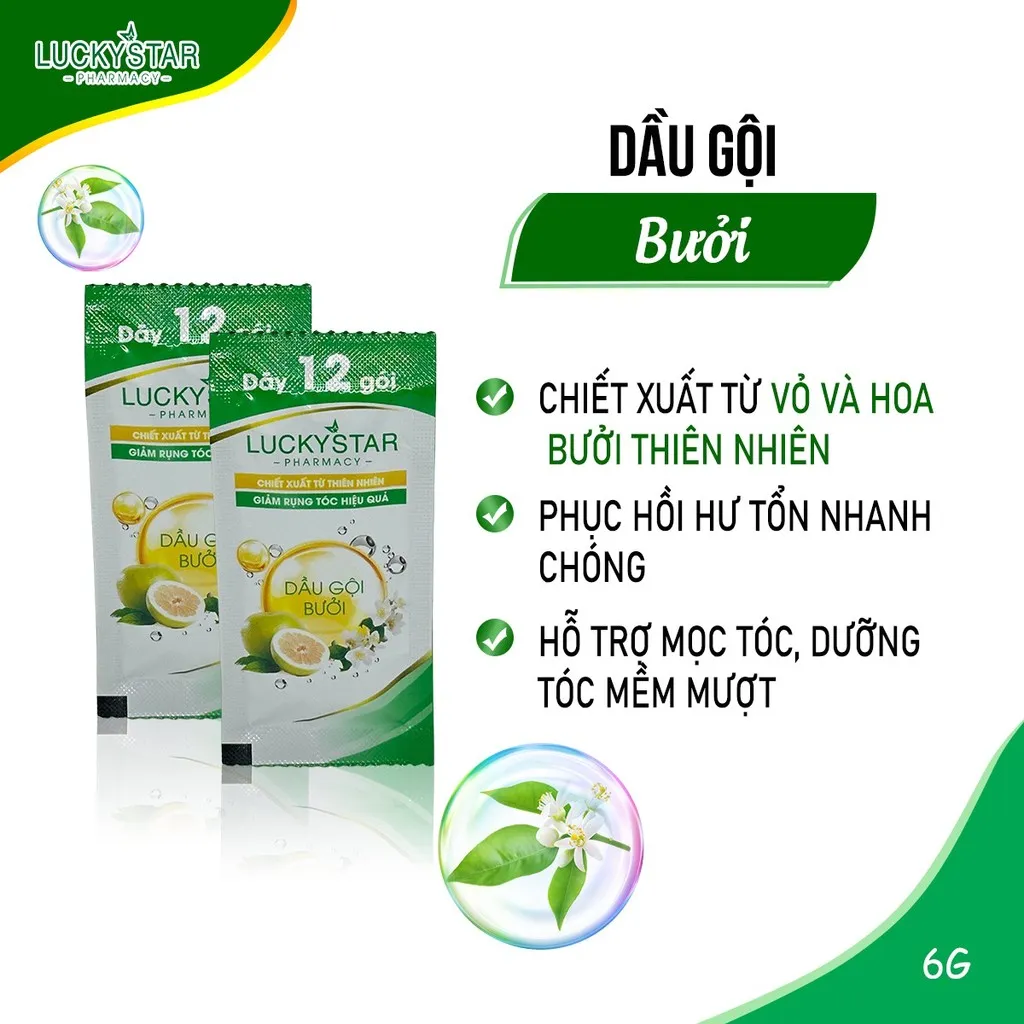 Dầu Gội Tinh Dầu Bưởi Dây 12 Gói - Lucky Star