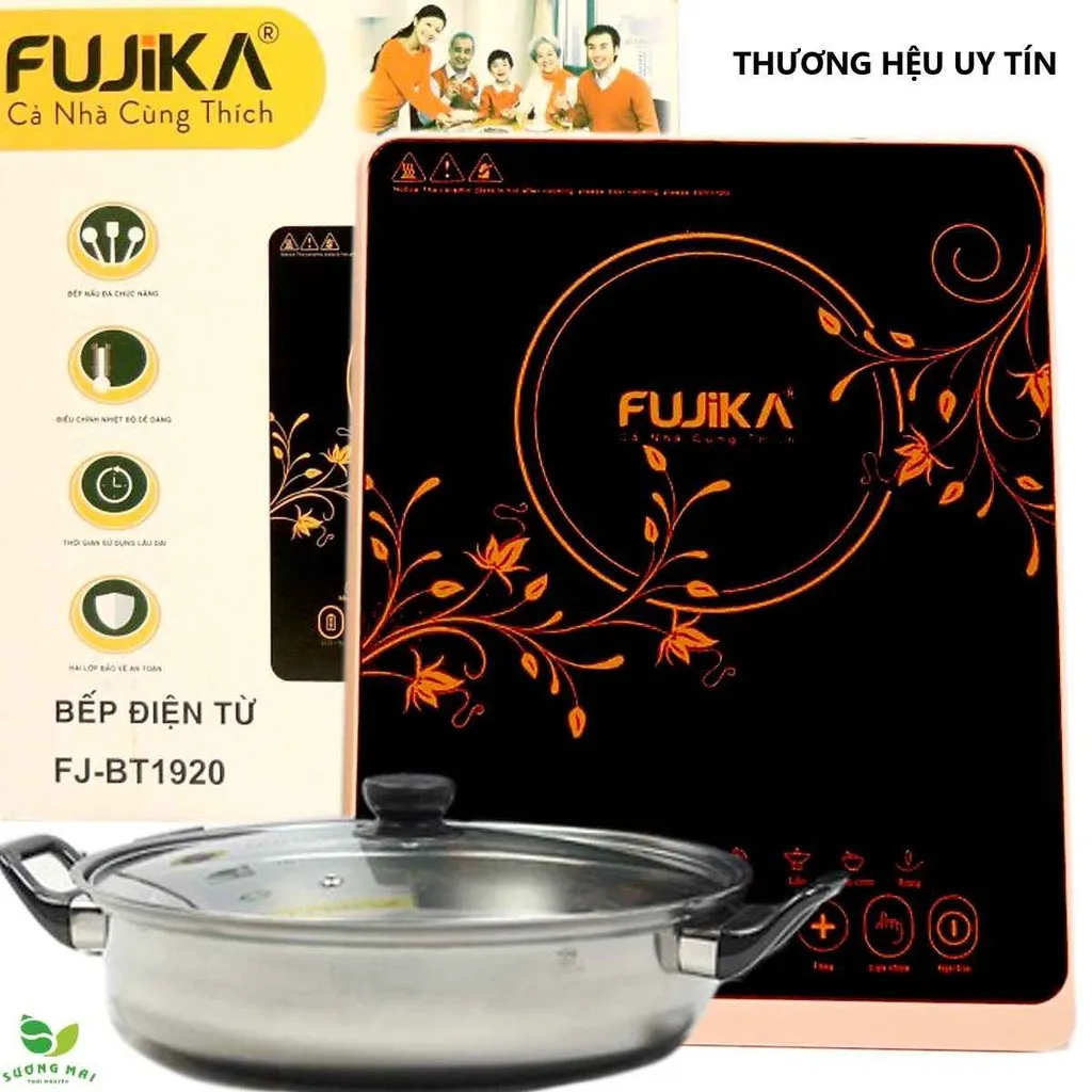 Alternative view of Combo Bếp Điện Từ Đơn Mặt Kính 2000w Và Nồi Lẩu Inox - Fujika