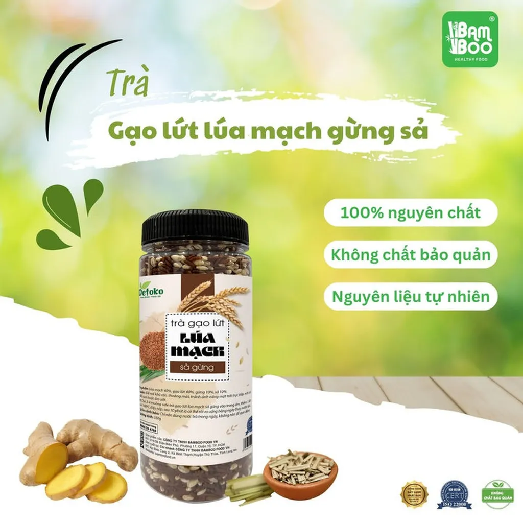 Trà Gạo Lứt Lúa Mạch Gừng Sả 350g - Bamboo